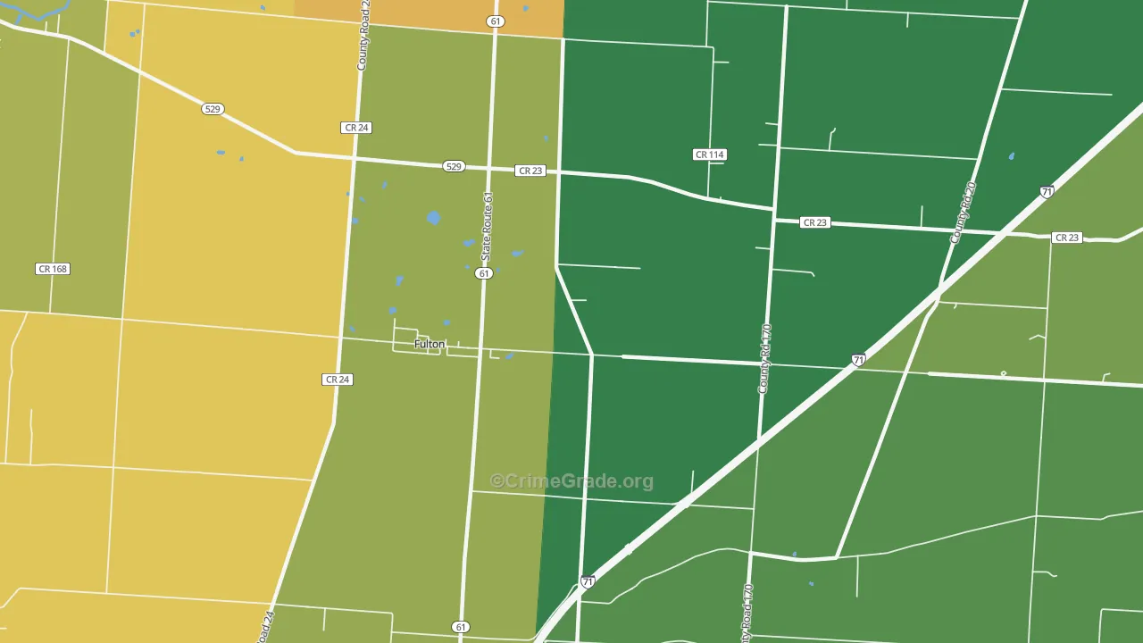 Fulton, OH Map of Burglary Rates