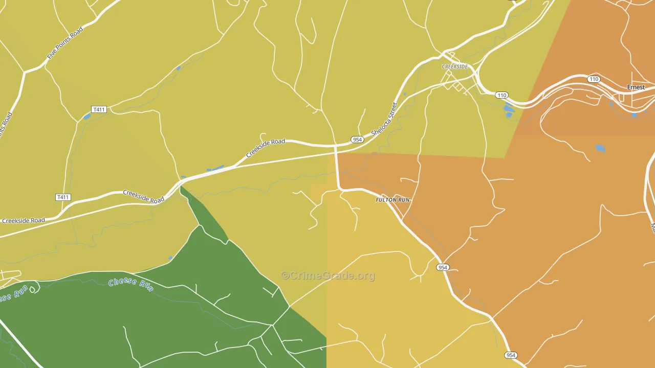 Fulton Run, PA Map of Burglary Rates