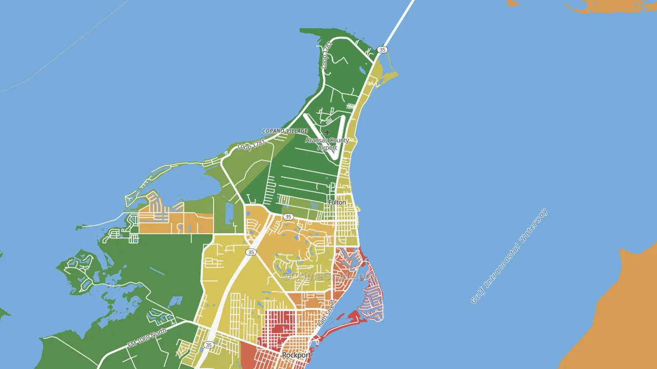 Fulton, TX Map of Burglary Rates