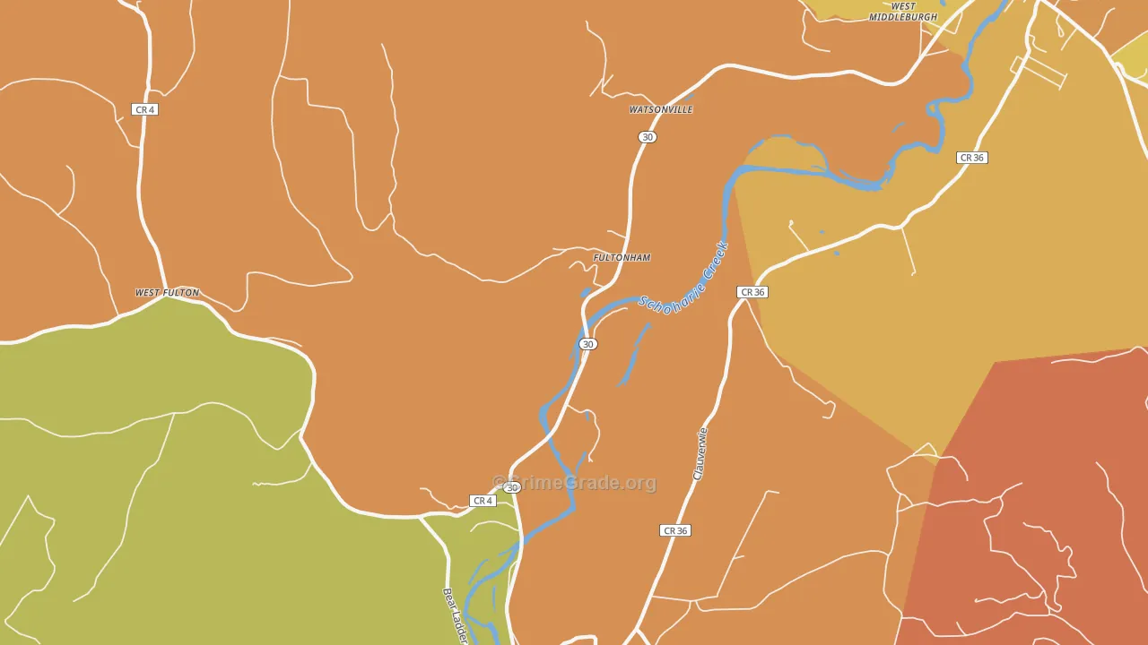 Fultonham, NY Map of Burglary Rates
