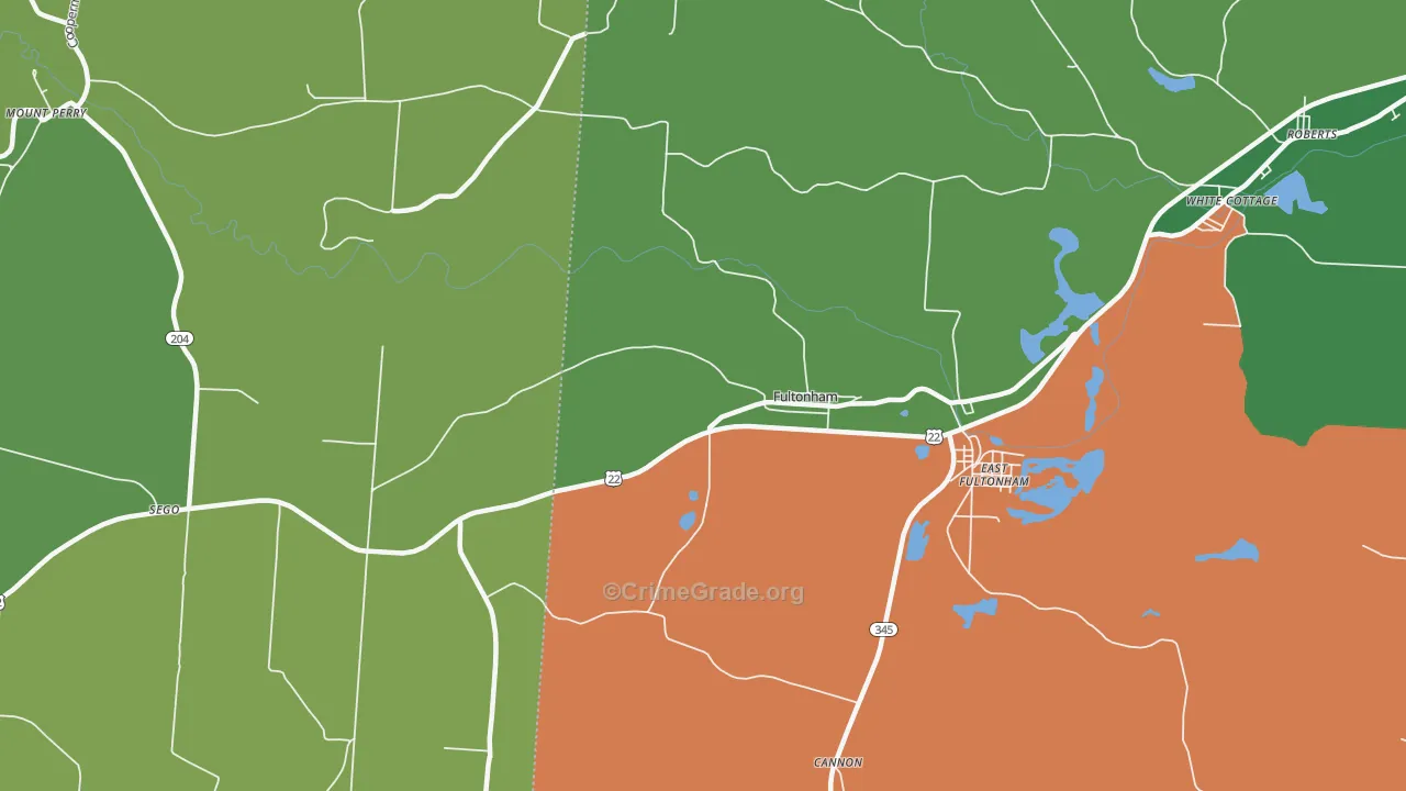 Fultonham, OH Map of Burglary Rates