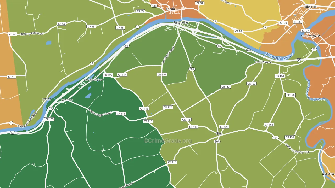 Fultonville, NY Map of Burglary Rates