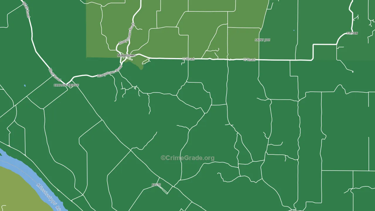 Fults, IL Map of Burglary Rates
