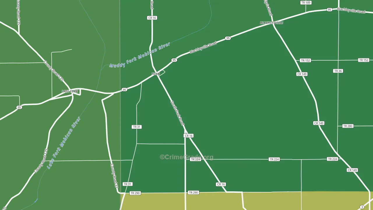 Funk, OH Map of Burglary Rates