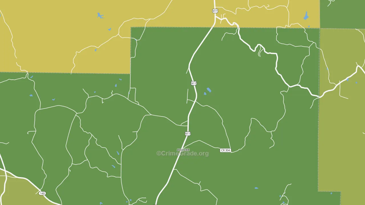 Funkhouser, GA Map of Burglary Rates