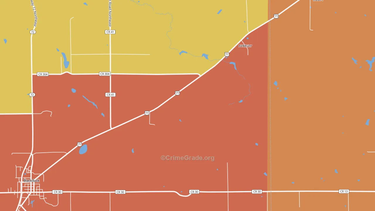 Funkley, MN Map of Burglary Rates