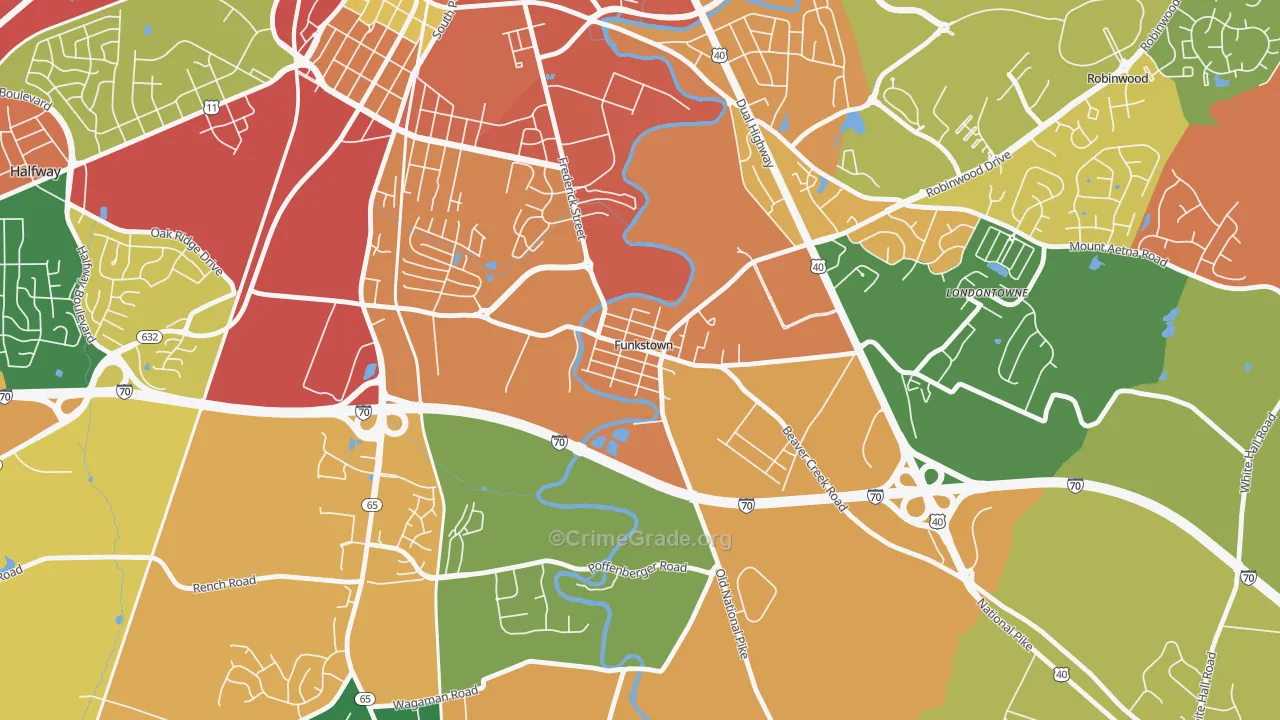 Funkstown, MD Map of Burglary Rates