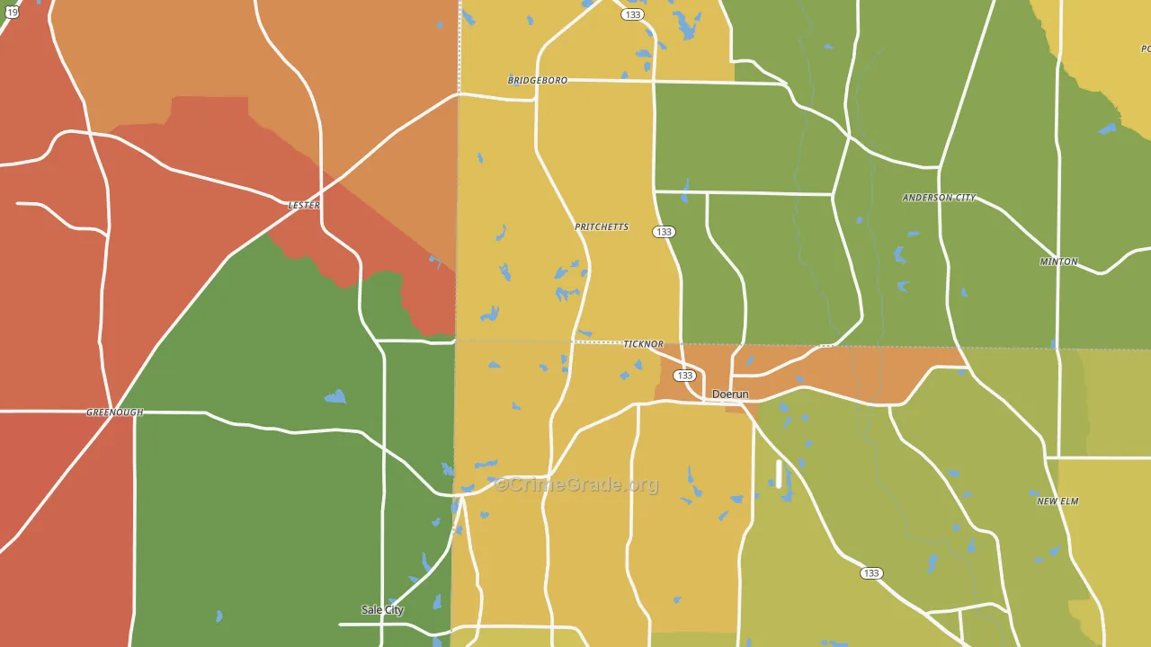Funston, GA Map of Burglary Rates