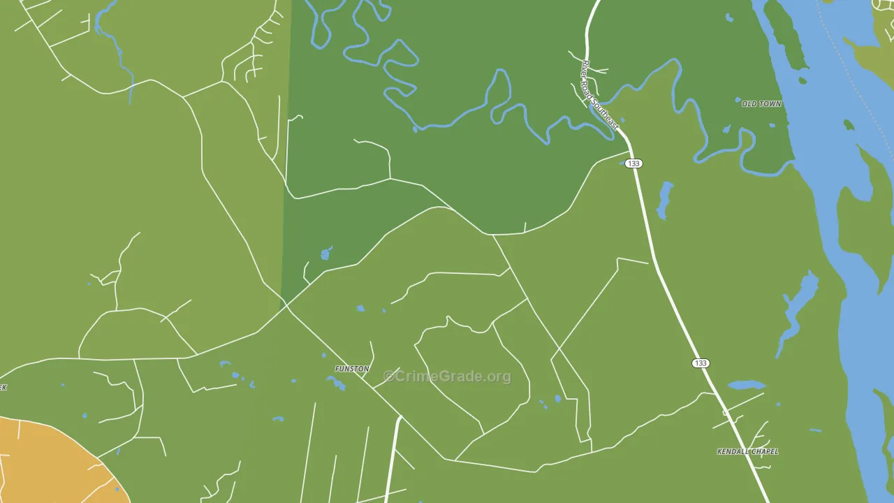 Funston, NC Map of Burglary Rates