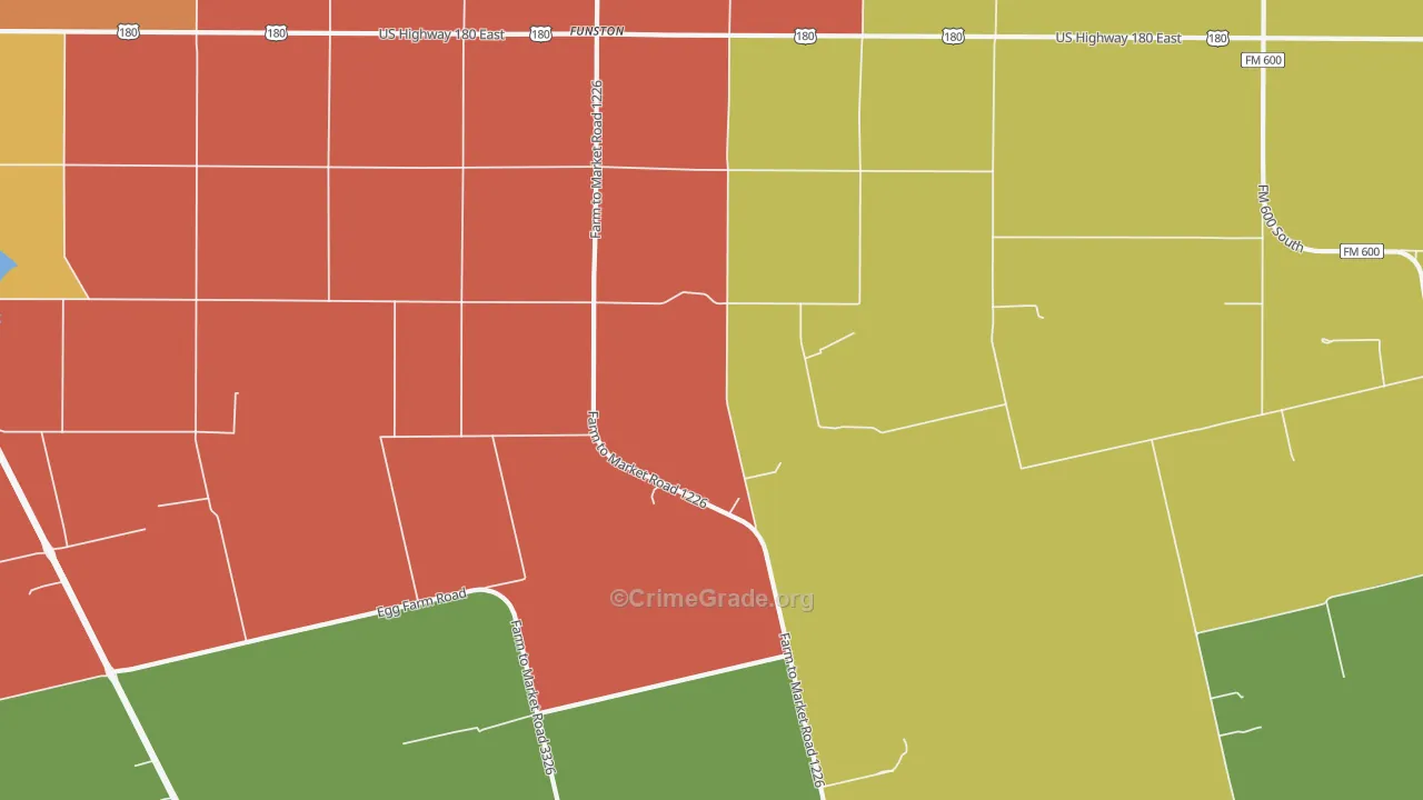 Funston, TX Map of Burglary Rates