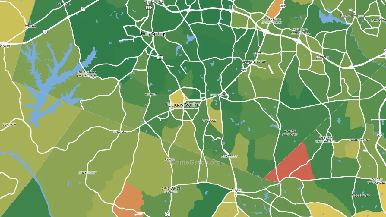 Fuquay-Varina, NC Map of Burglary Rates
