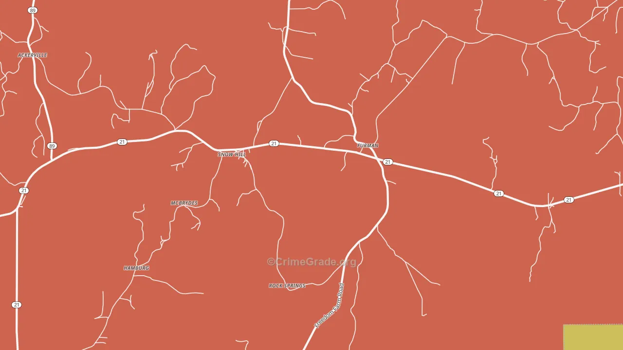 Furman, AL Map of Burglary Rates