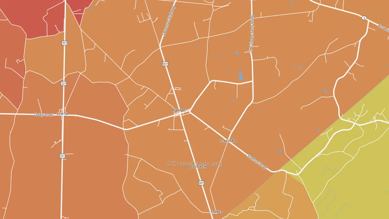 Furman, SC Map of Burglary Rates