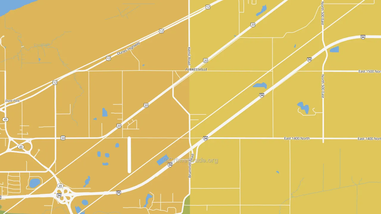 Furnessville, IN Map of Burglary Rates