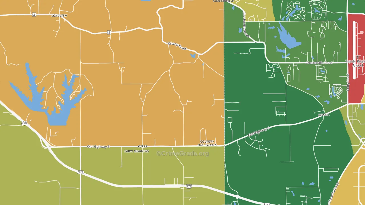 Furrs, MS Map of Burglary Rates