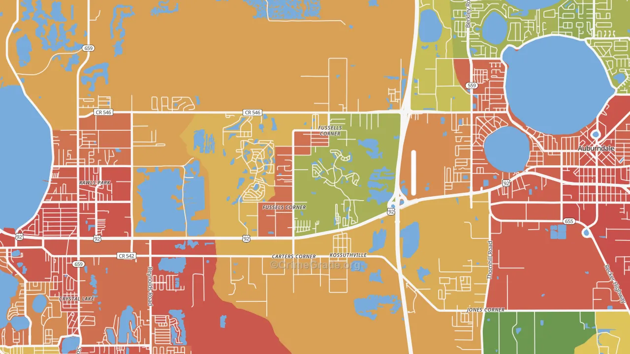 Fussels Corner, FL Map of Burglary Rates