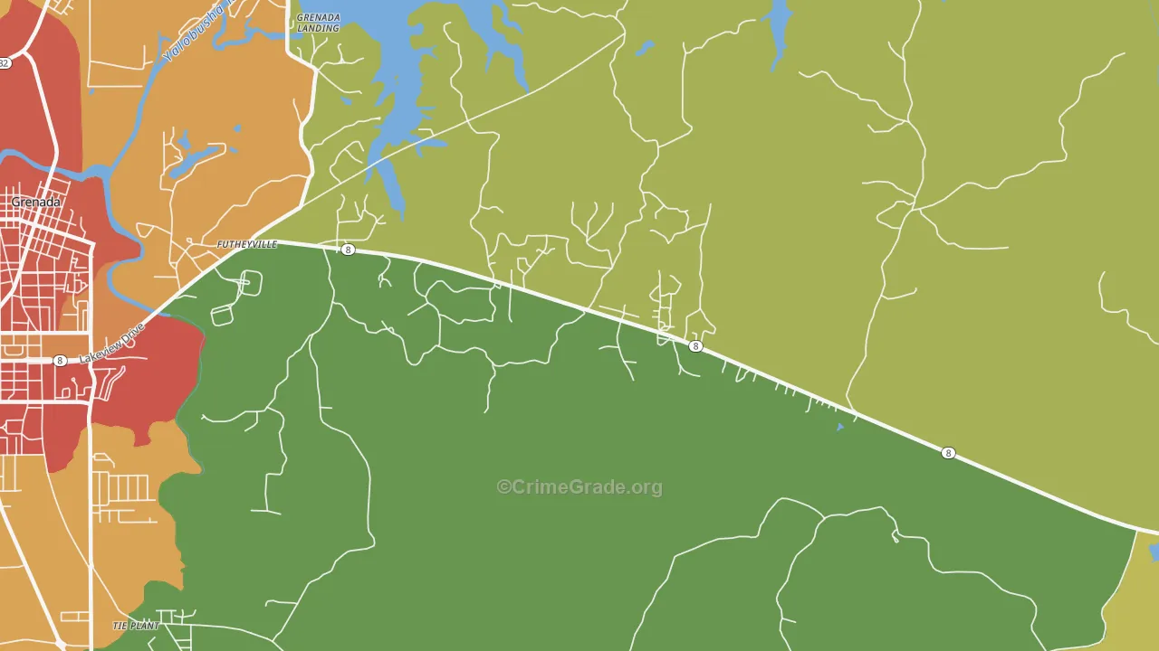 Futheyville, MS Map of Burglary Rates