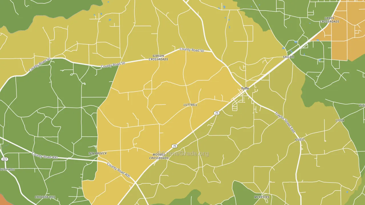 Fyffe, AL Map of Burglary Rates