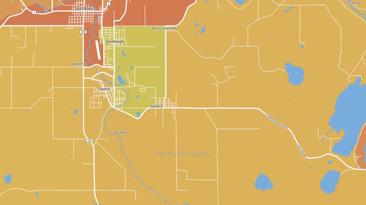 Gaastra, MI Map of Burglary Rates