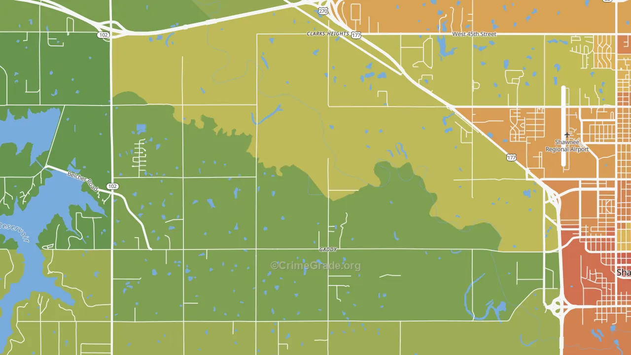 Gaddy, OK Map of Burglary Rates