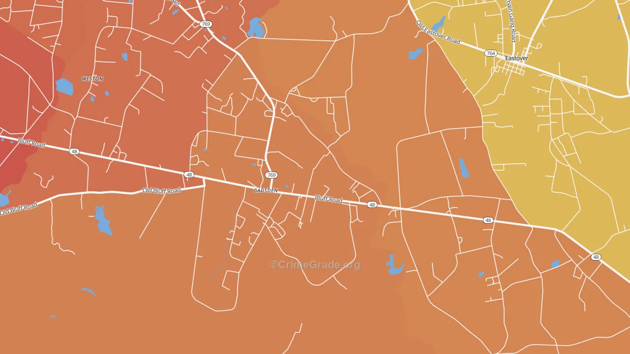 Gadsden, SC Map of Burglary Rates