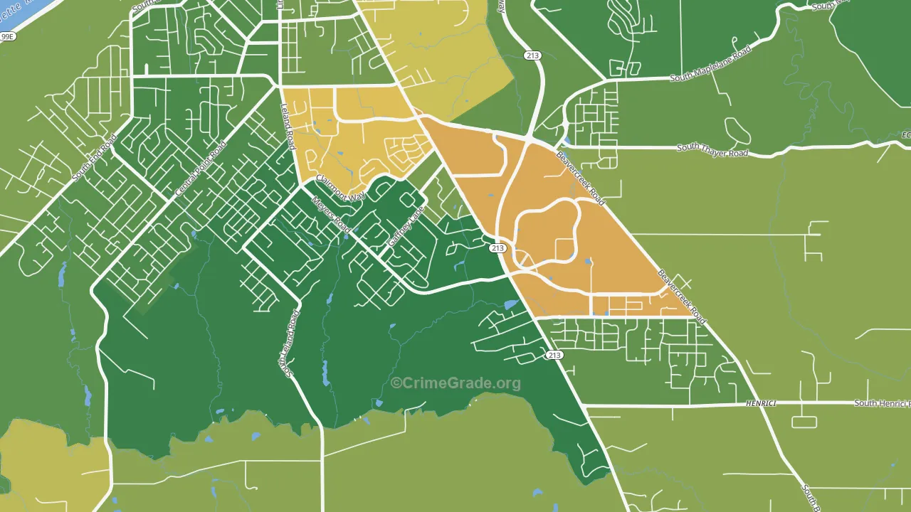 Gaffney Lane, Oregon City, OR Map of Burglary Rates