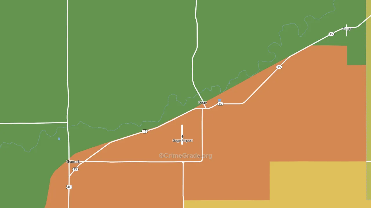 Gage, OK Map of Burglary Rates