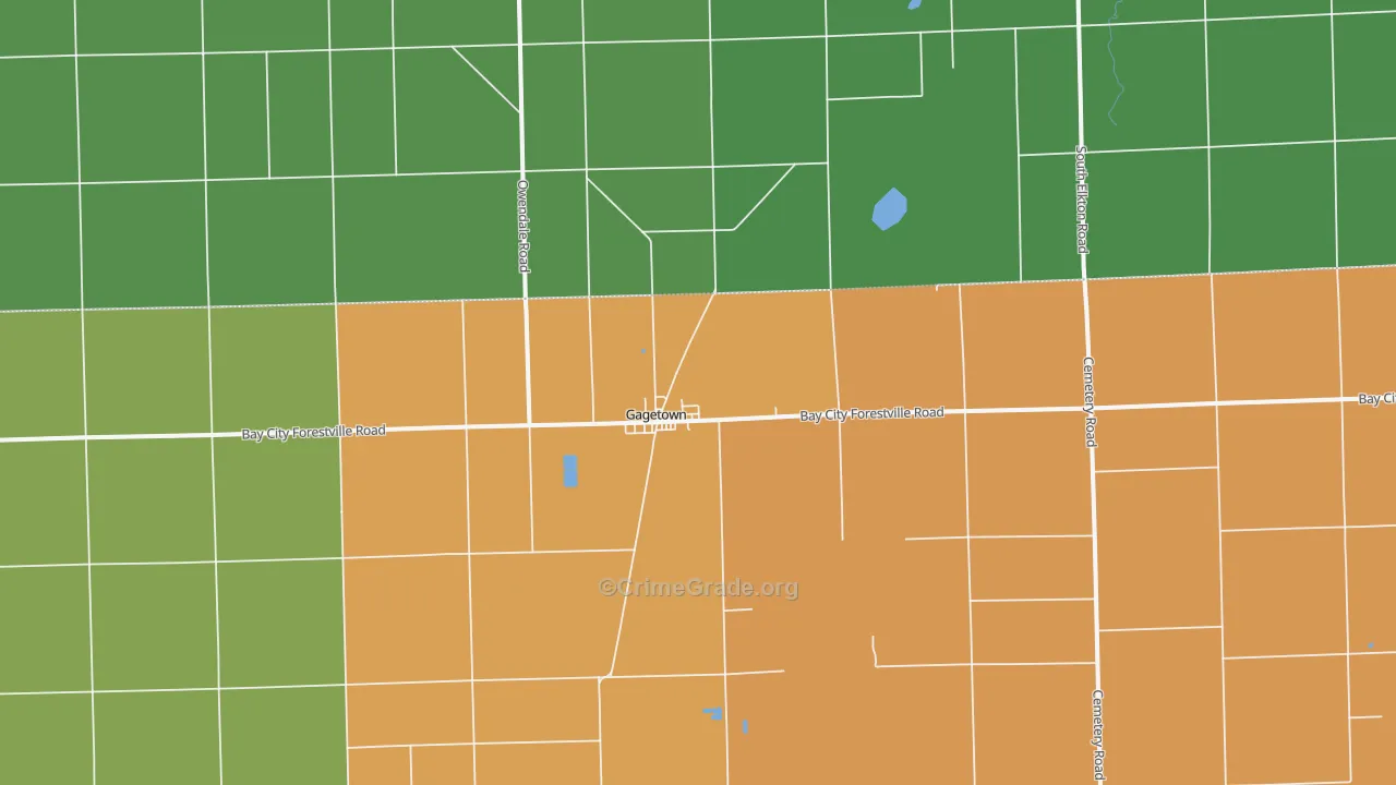 Gagetown, MI Map of Burglary Rates