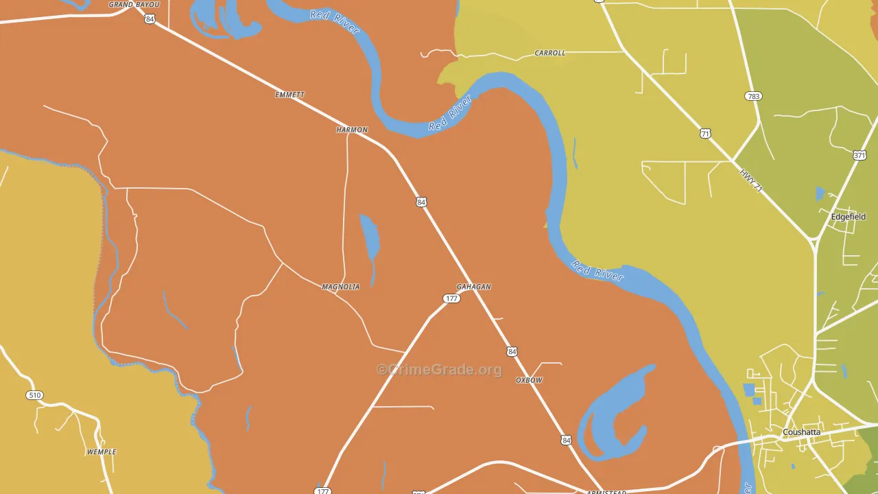 Gahagan, LA Map of Burglary Rates