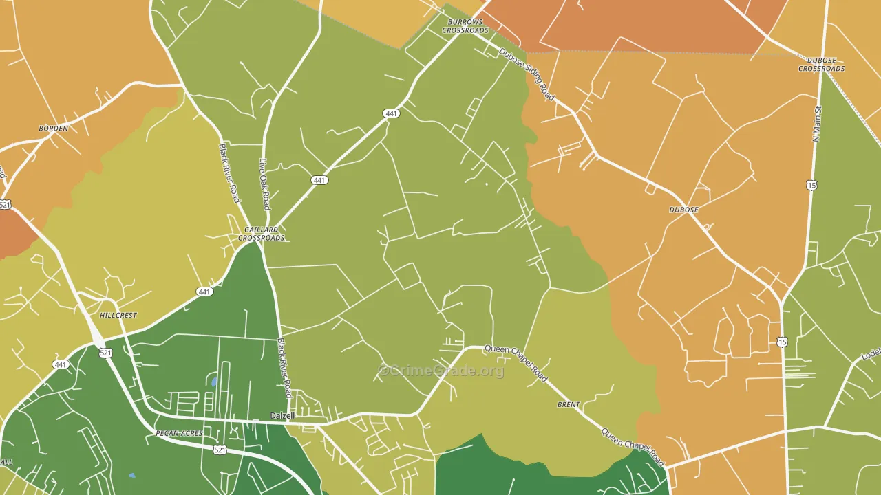 Gaillard Crossroads, SC Map of Burglary Rates