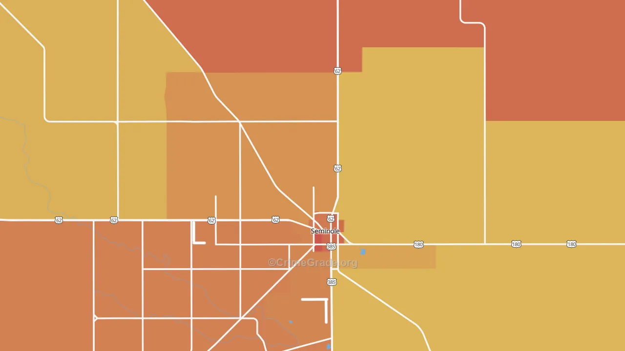Gaines County, TX Map of Burglary Rates