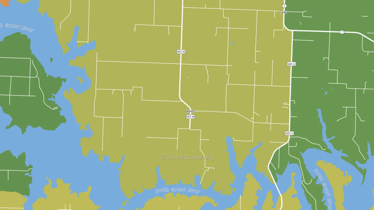 Gaines, MO Map of Burglary Rates