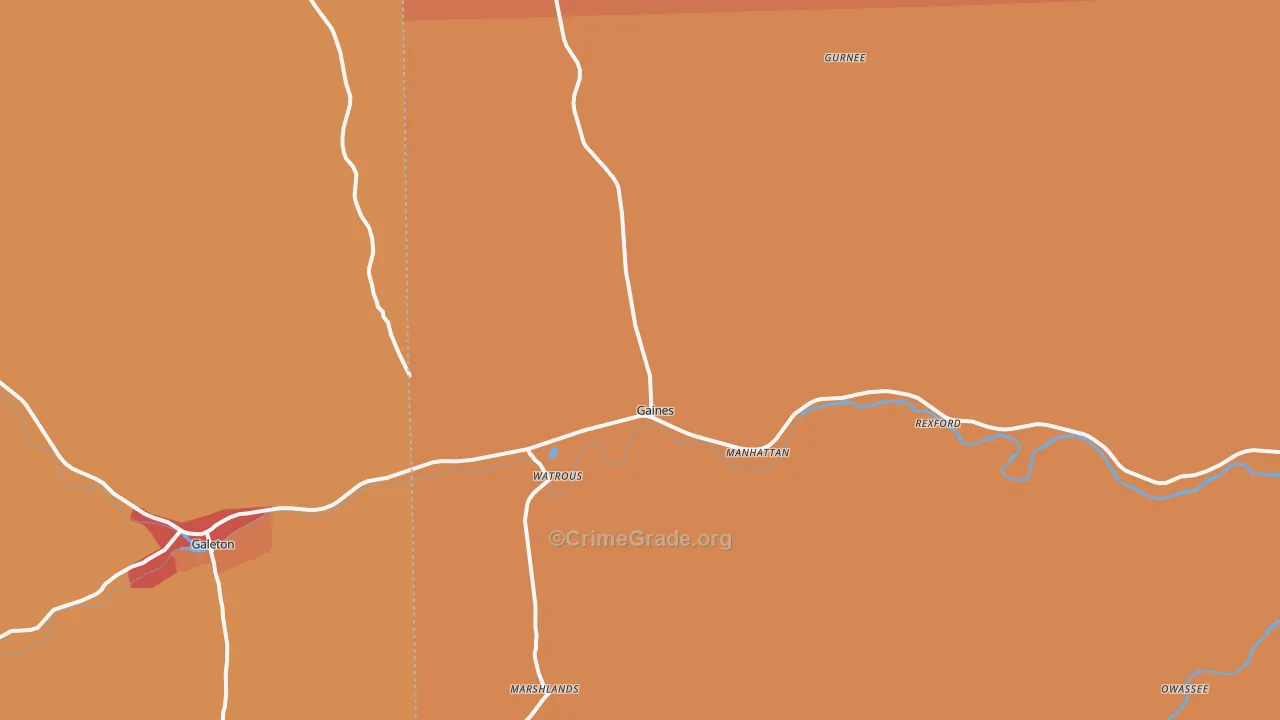 Gaines, PA Map of Burglary Rates