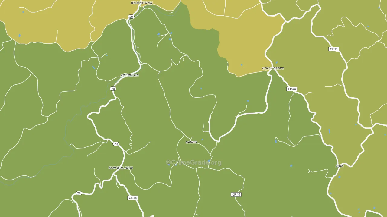 Gaines, WV Map of Burglary Rates