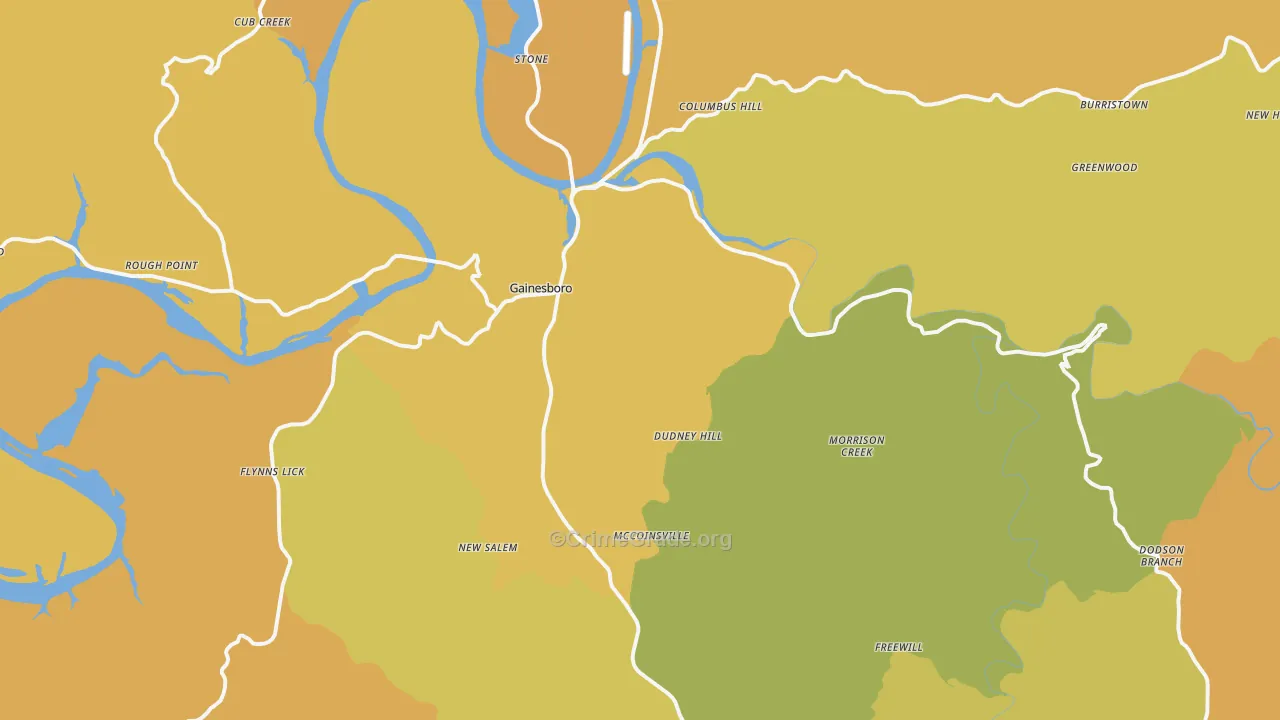 Gainesboro, TN Map of Burglary Rates