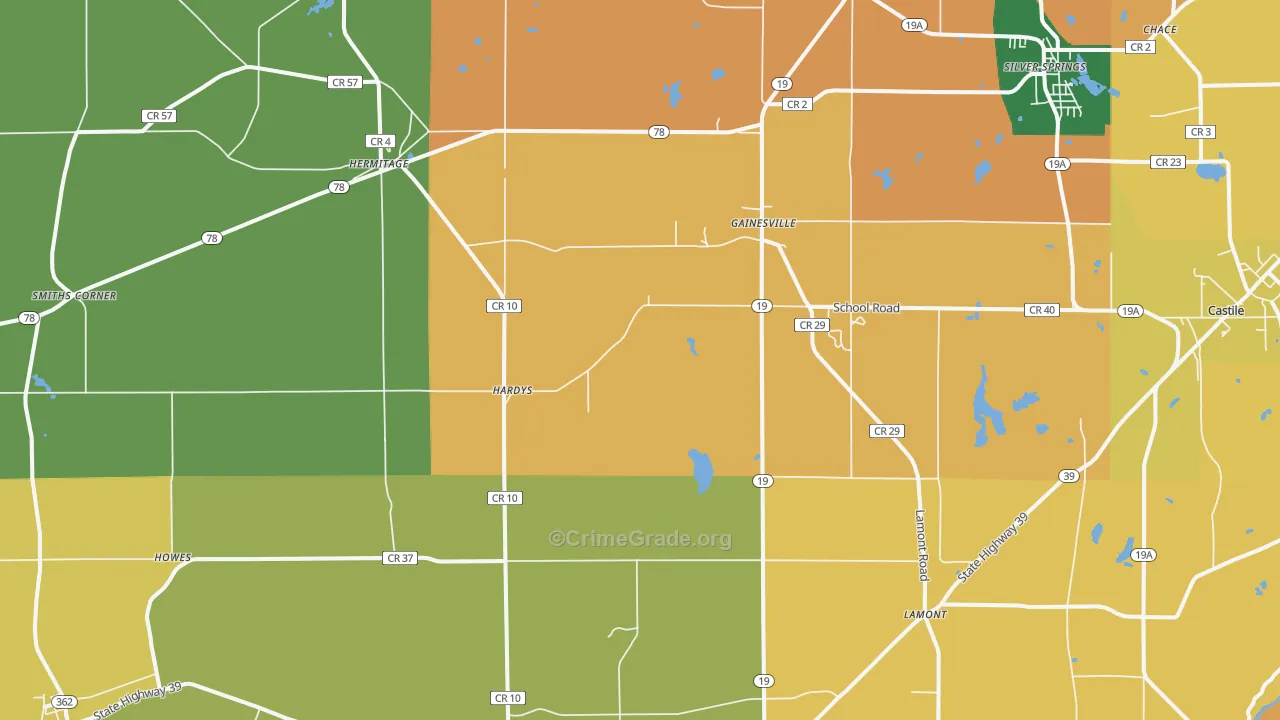 Gainesville, NY Map of Burglary Rates