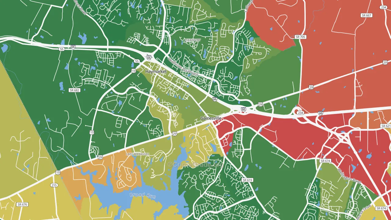 Gainesville, VA Map of Burglary Rates