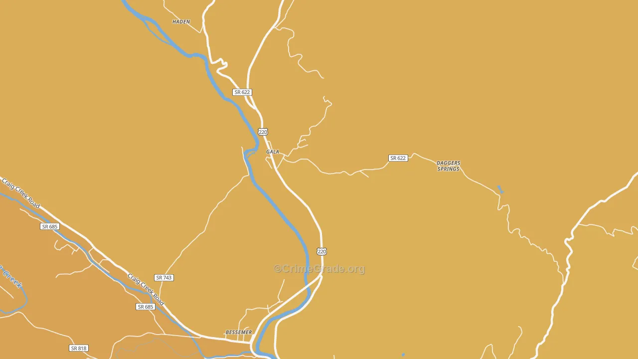 Gala, VA Map of Burglary Rates