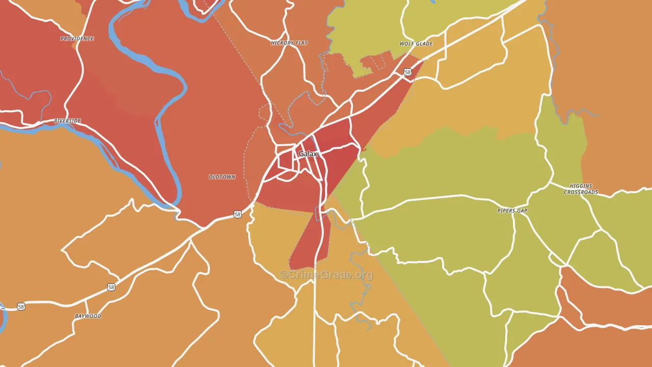 Galax, VA Map of Burglary Rates