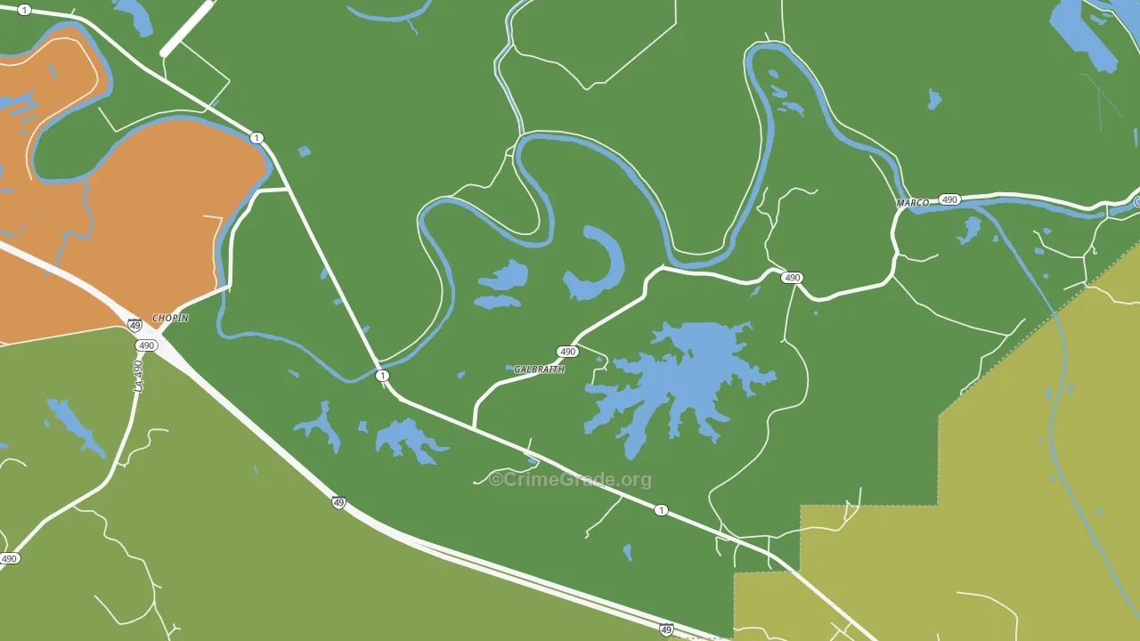 Galbraith, LA Map of Burglary Rates