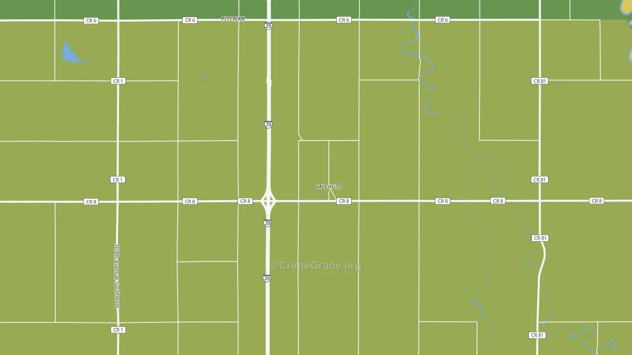 Galchutt, ND Map of Burglary Rates