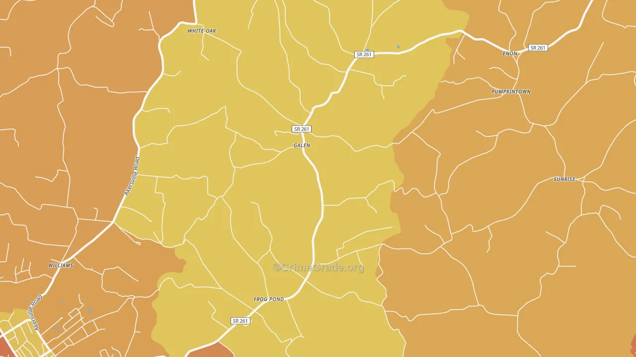 Galen, TN Map of Burglary Rates