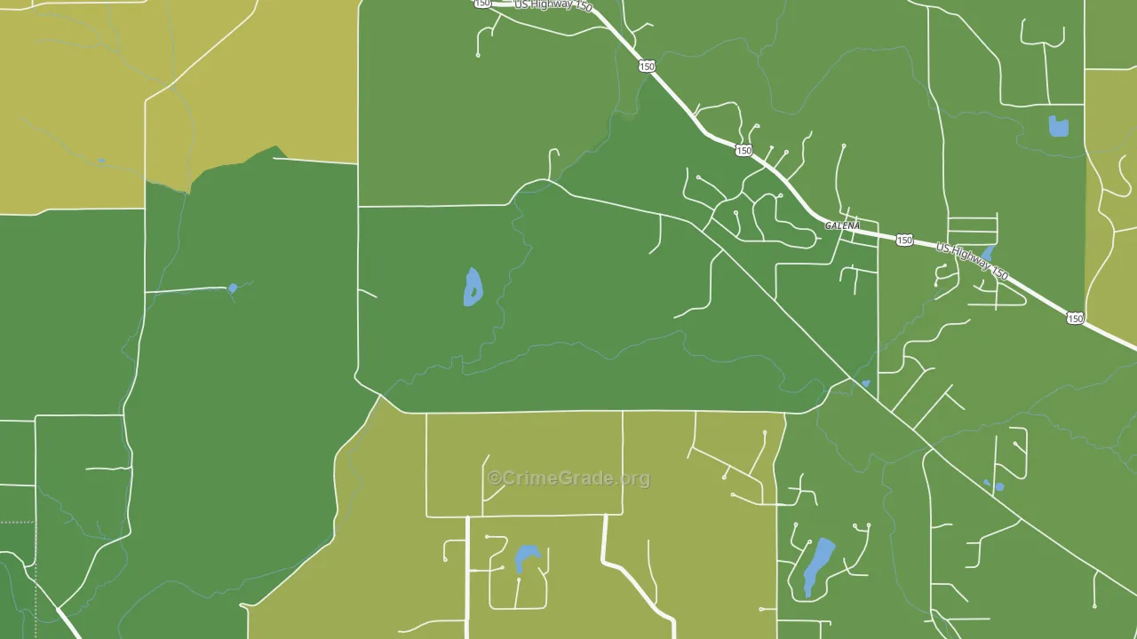 Galena, IN Map of Burglary Rates