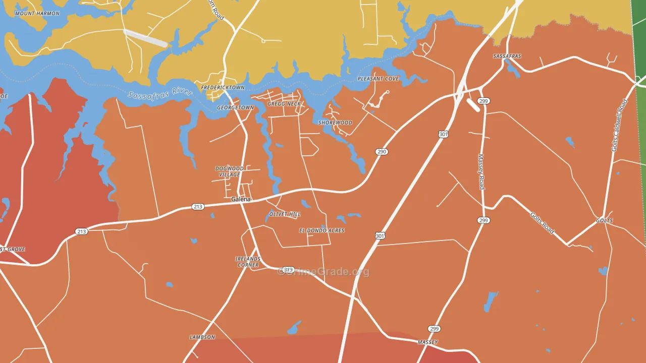 Galena, MD Map of Burglary Rates