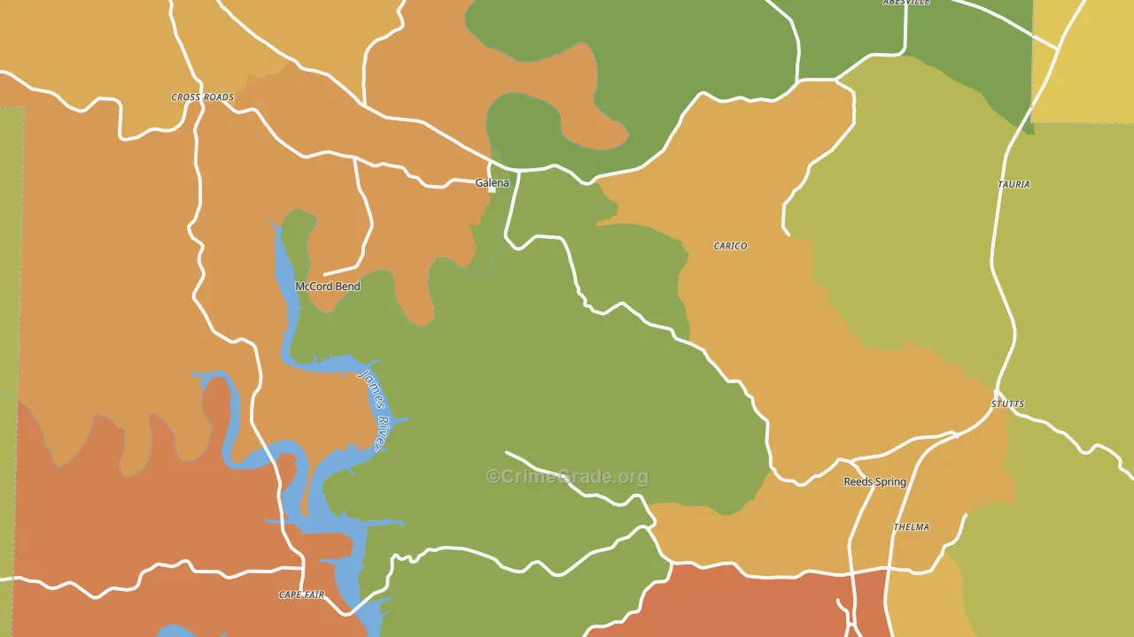 Galena, MO Map of Burglary Rates