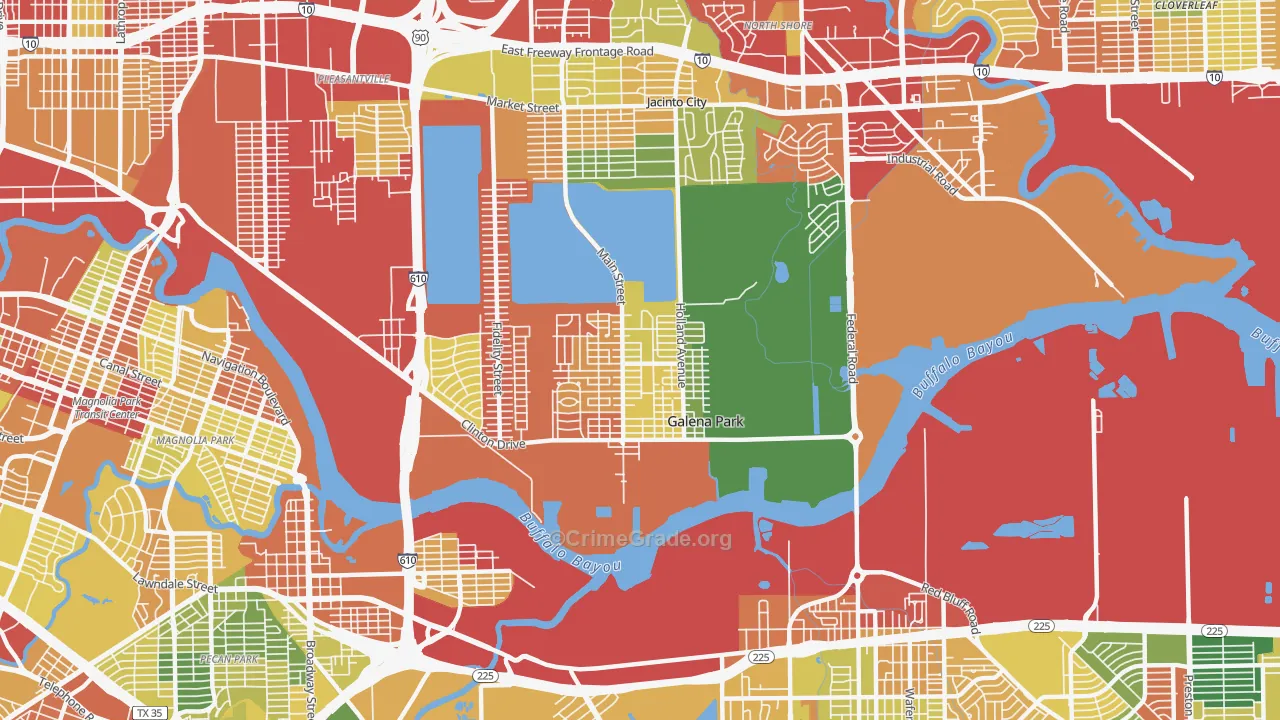 Galena Park, TX Map of Burglary Rates