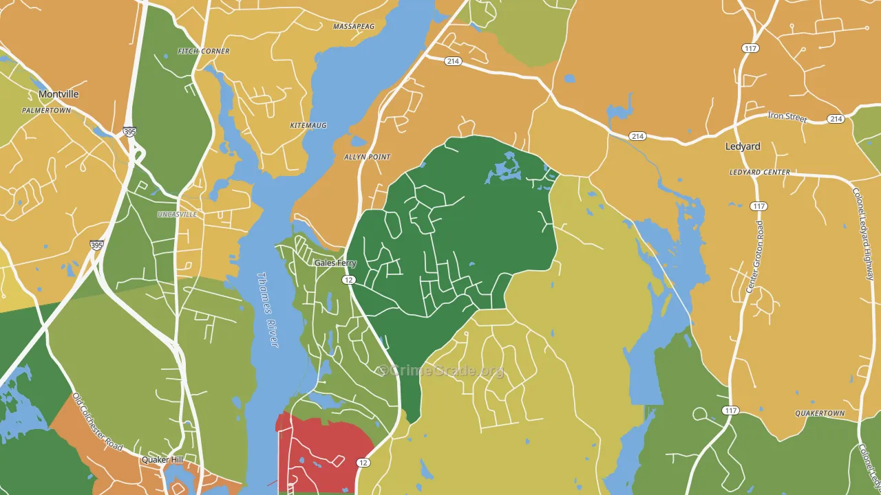Gales Ferry, CT Map of Burglary Rates