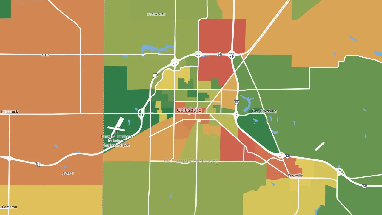 Galesburg, IL Map of Burglary Rates