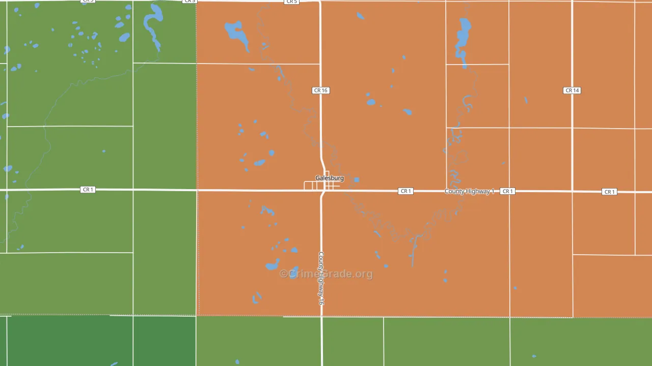 Galesburg, ND Map of Burglary Rates