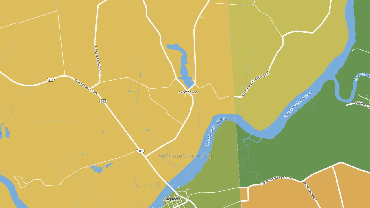 Galestown, MD Map of Burglary Rates